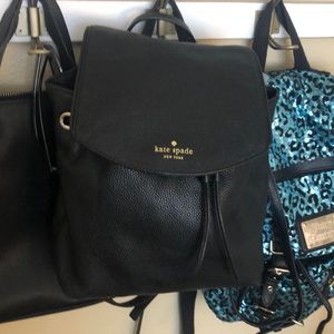 Kate Spade Black Pebbled Leather Backpack